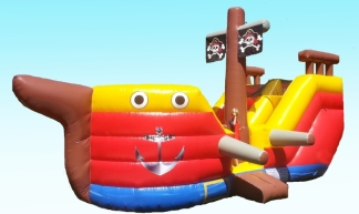 Pirate Ship 3 in 1 Jump, Slide with Pop up Obsticals Picture of the Fancy Castle 3 in 1 Jump and Slide front view